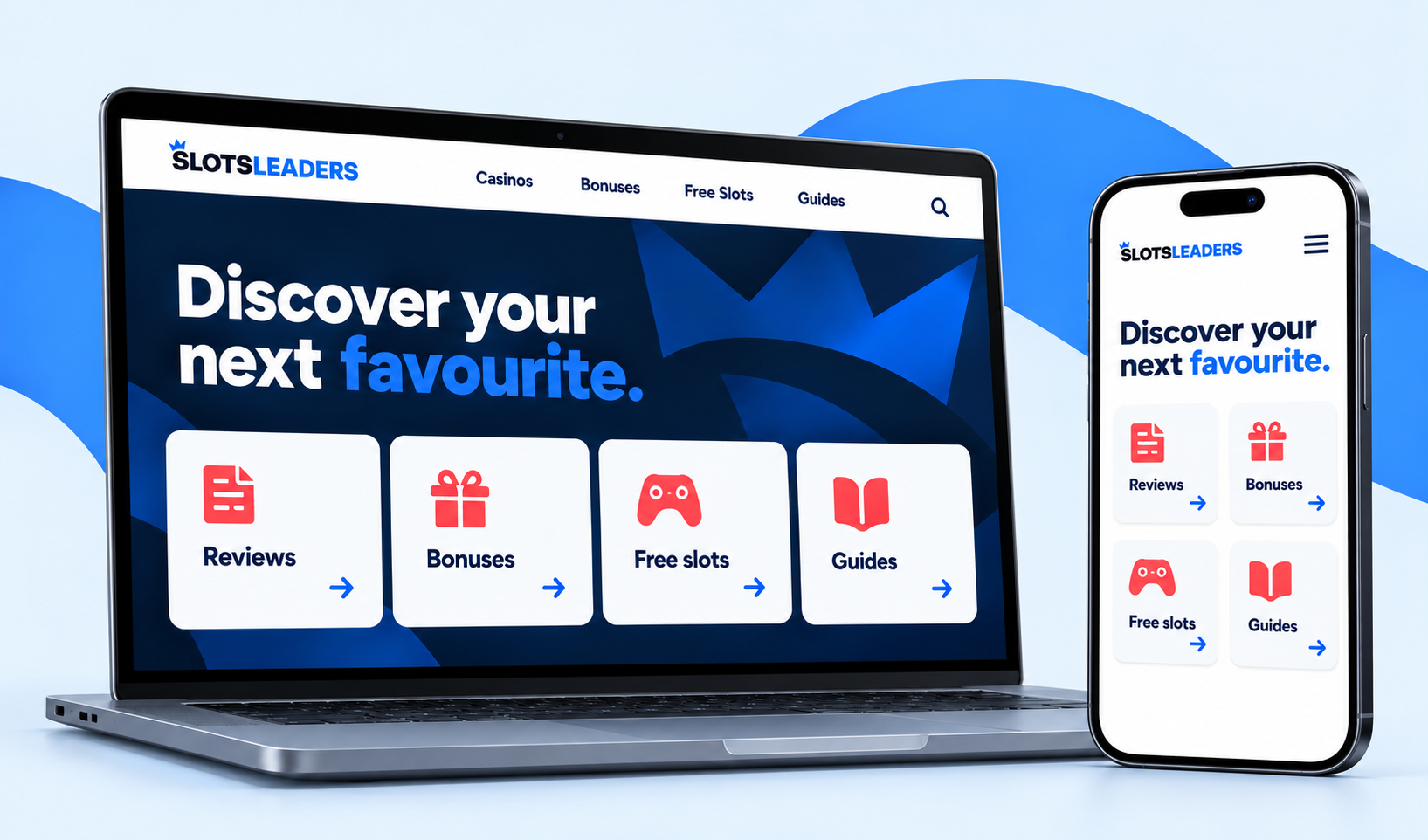 SlotsLeaders website preview on laptop and mobile